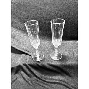 2 Vintage Crystal Toscany Brighton Fluted Champagne Glasses‎ 7 3/4 " X 2 1/8"